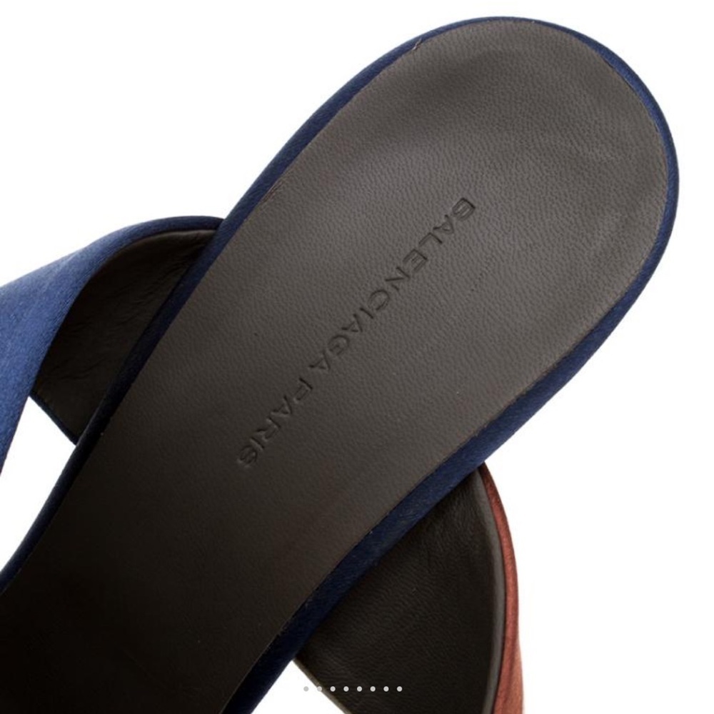 BALENCIAGA PARIS Blue and Bronze Satin Platform Women's Heels sz 36 - Picture 15 of 15